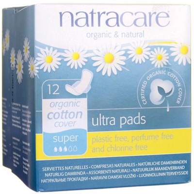 Natracare Organic Cotton Ultra Pads with Wings Super (12)