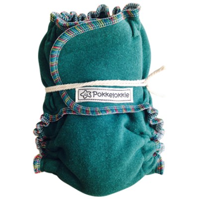 Pokkelokkie Blue Fitted Hemp Nappy (Rainbow Trim)